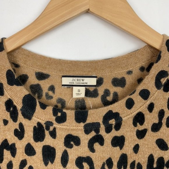 NWT J.Crew S 100% Cashmere Sweater Animal Leopard Print Short Sleeves - Picture 4 of 11
